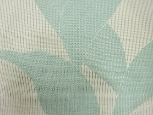  竪絽　葉模様織り出し　名古屋帯